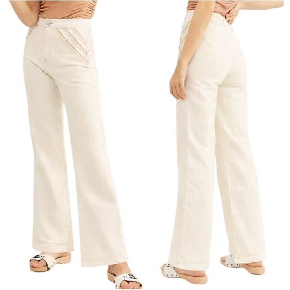 Free People Womens‎ 25 Cream Over The Rainbow Flare Jeans